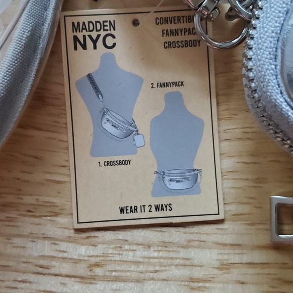 Madden NYC Clear/Silver Convertible Crossbody - Fanny Pack Bag New - Picture 8 of 9